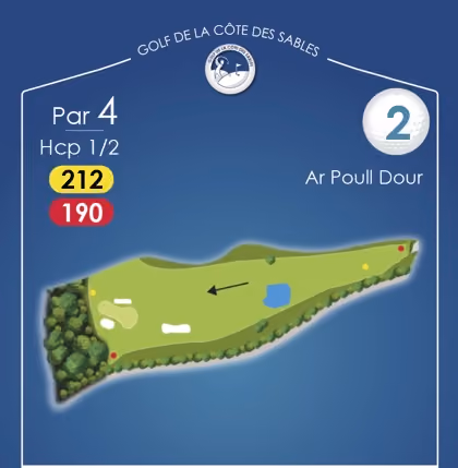 Trou n°2 Ar Poull Dour, par 4, Golf de la Côte des Sables