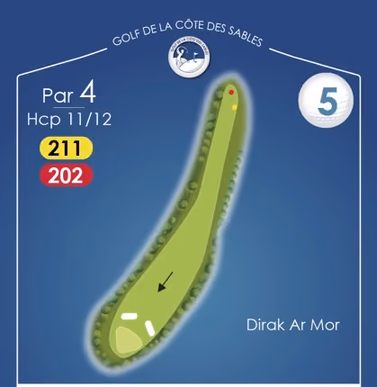 Trou n°5 Dirak Ar Mor, par 4, Golf de la Côte des Sables