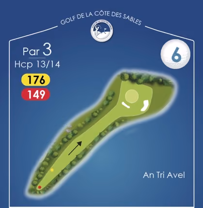 Trou n°6 An Tri Avel, par 3, Golf de la Côte des Sables
