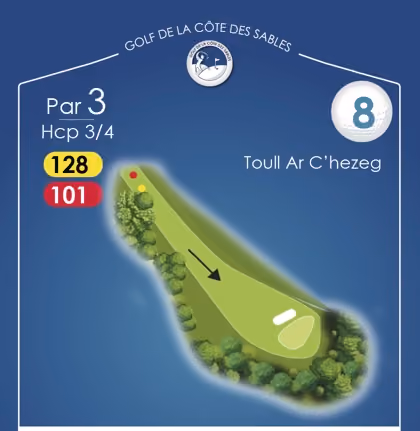 Trou n°8 Toull Ar C'hezeg, par 3, Golf de la Côte des Sables