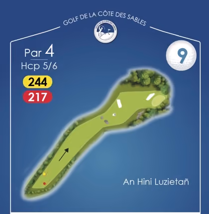Trou n°9 An Hini Luzietañ, par 4, Golf de la Côte des Sables